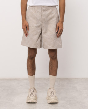 Off-White Beige shorts with emblem pattern 44MCB09KF26F002