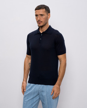 Brunello Cucinelli Blue polo with silk MNB805405