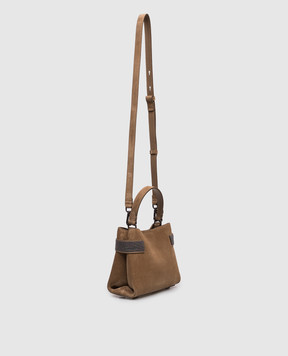Brunello Cucinelli Brown suede Essence bag with monil chain MBDLD2499