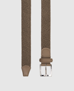Kiton Khaki braided belt USC3601N01357