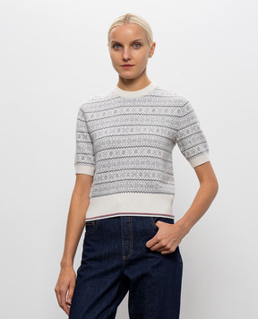 Thom Browne Ivory wool patterned top FKA529AY1007