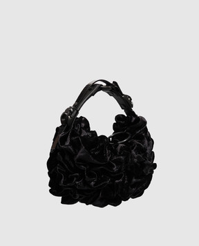 Innerraum Black velvet hobo bag HM0 with silk HM0BKBKSHAR