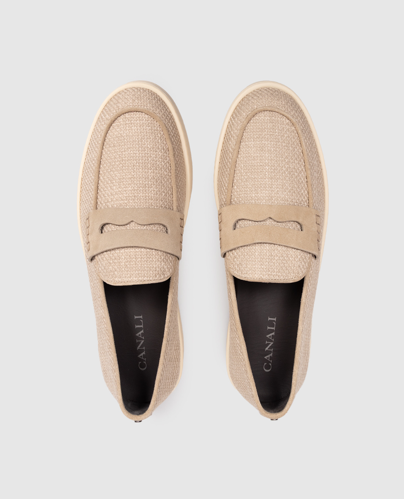 Beige loafers with weaving Canali 4