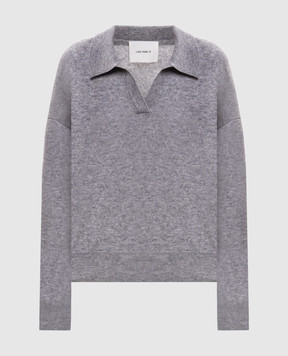 LISA YANG Katriel grey cashmere pullover with polo collar 2026310