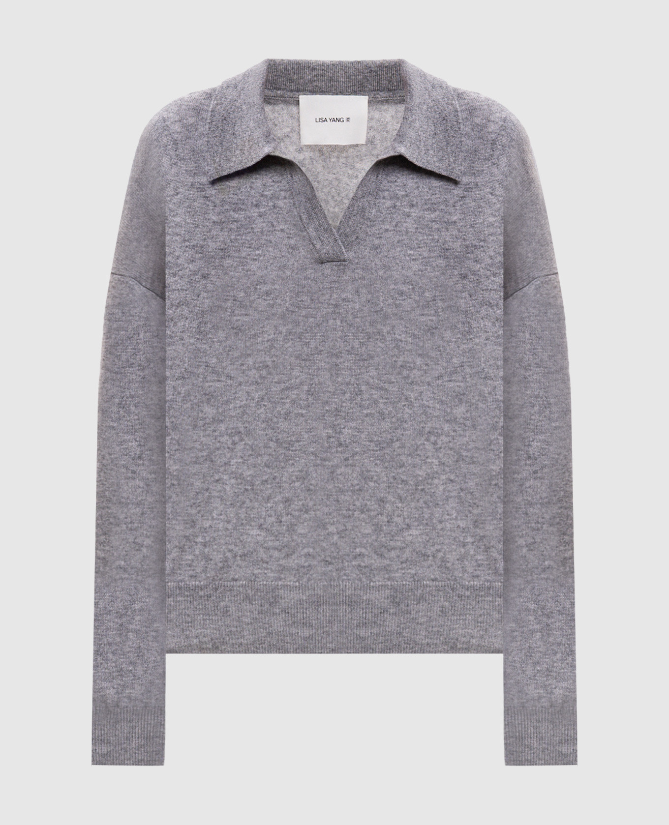 Katriel grey cashmere pullover with polo collar