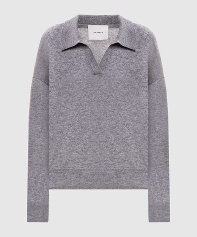 Katriel grey cashmere pullover with polo collar