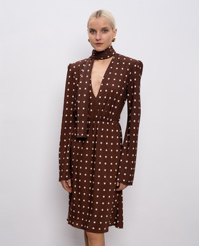 Rowen Rose Brown midi dress with polka dots DRSRR451V2