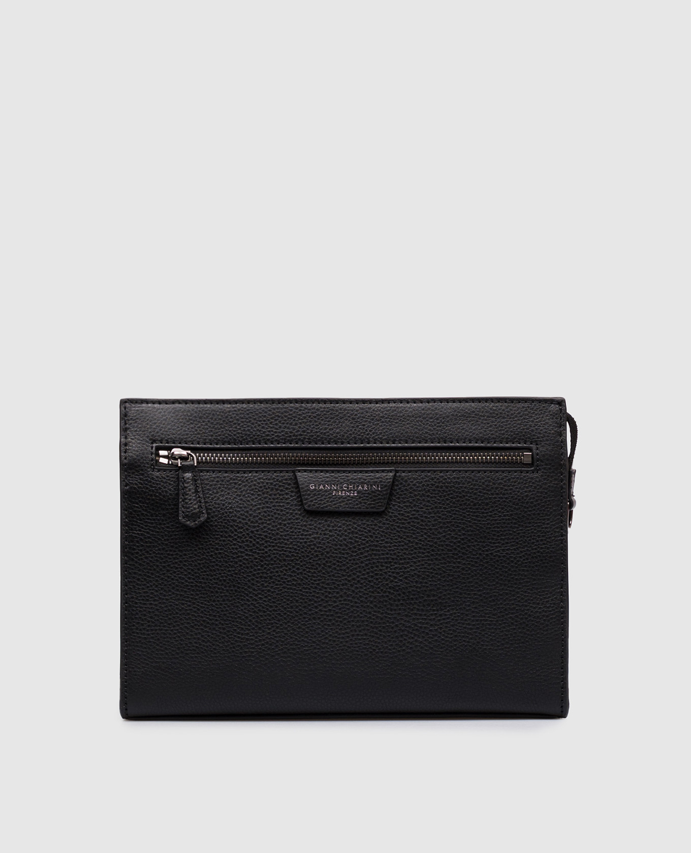Black leather clutch