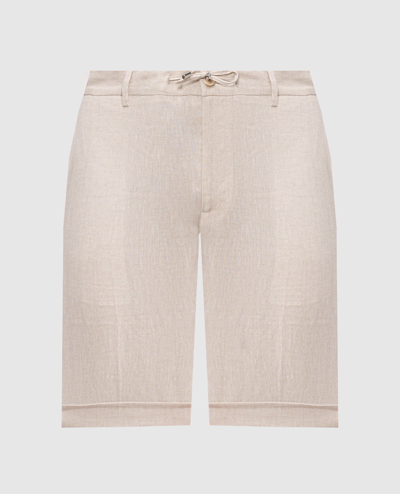 Ivory linen shorts with embroidery