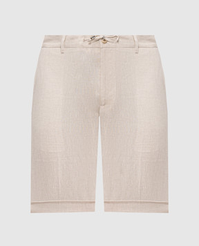 Stefano Ricci Ivory linen shorts with embroidery MCT80R0016L0005Q