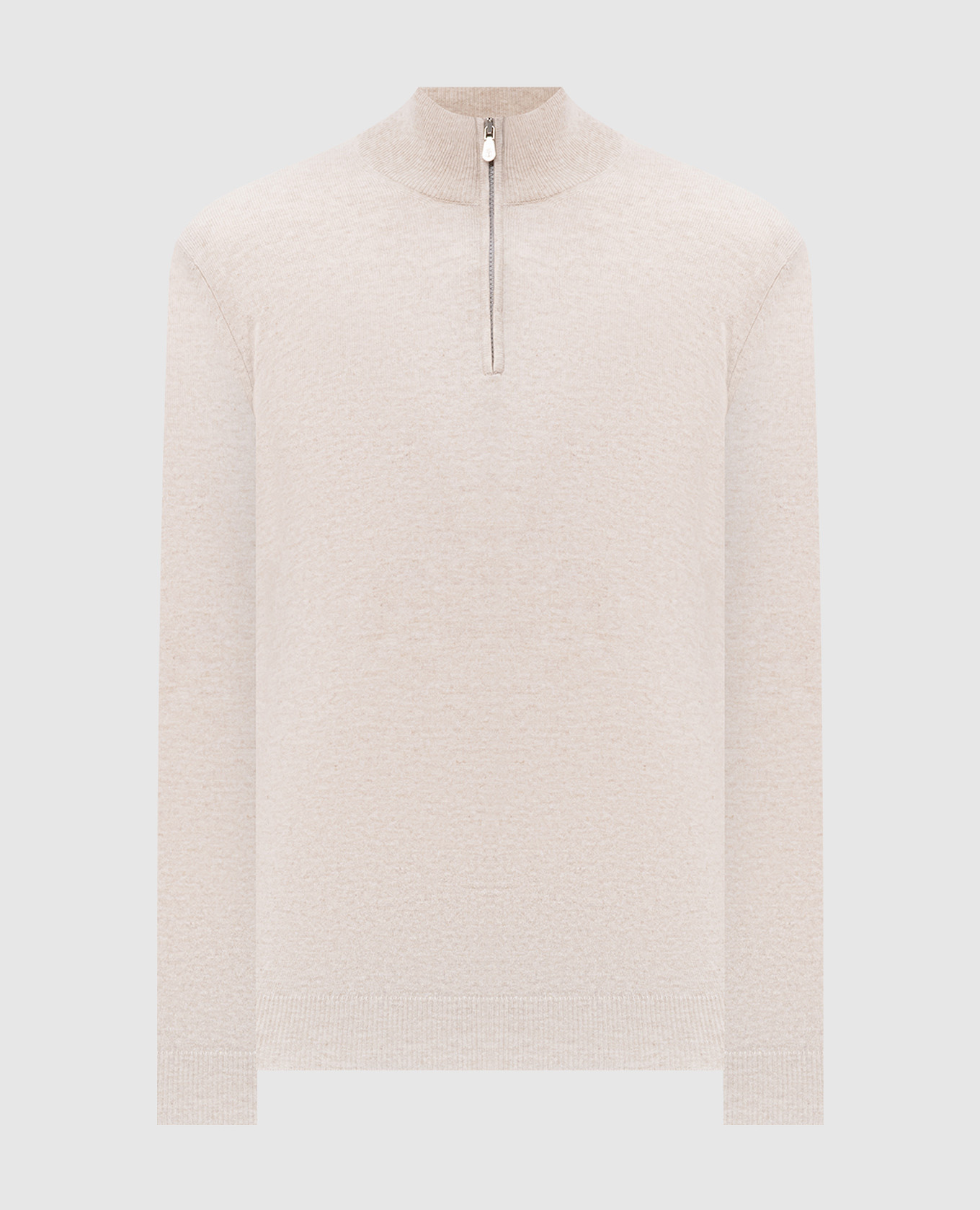 Beige cashmere zip-up jumper