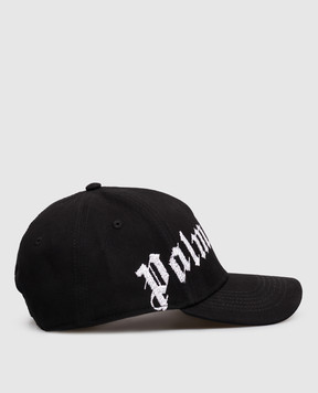 Palm Angels Black cap with contrasting logo embroidery PMLB104S26FAB003