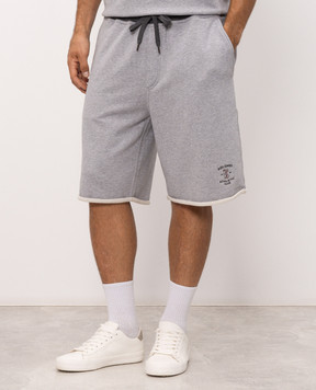 Brunello Cucinelli Grey melange shorts with embroidery MM8263389G