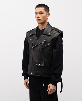 Ann Demeulemeester Faltin Perfecto black leather vest B0013767LT137