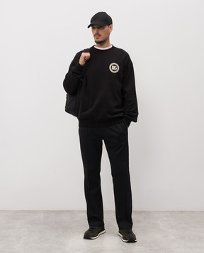 Dolce&Gabbana Black sweatshirt with DG logo monogram patch G9AHSZG7PZG