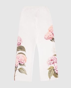 Dolce&Gabbana Children's white pants with a floral print L5JPIOG7PSD46