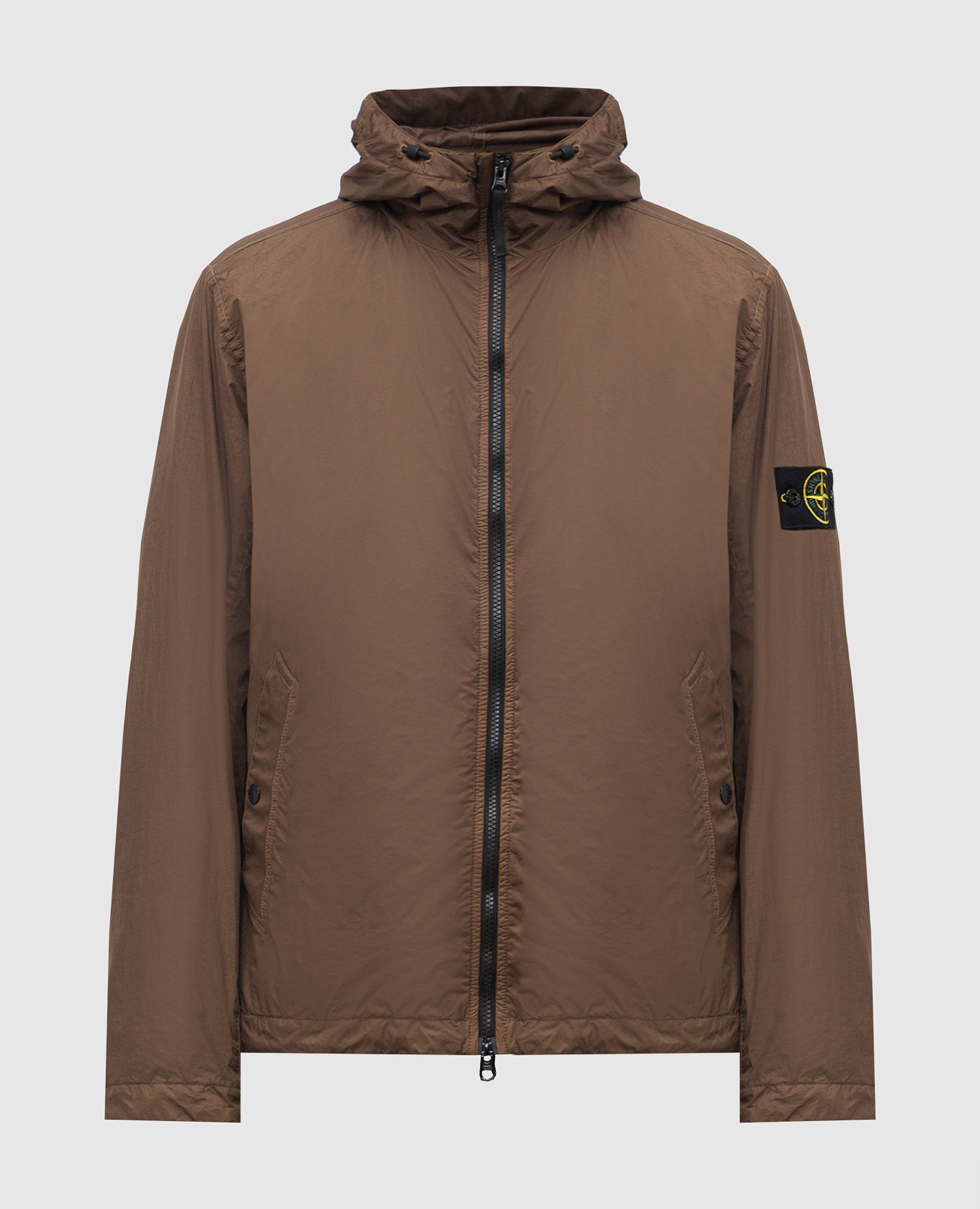 

Brown windbreaker with logo Stone Island