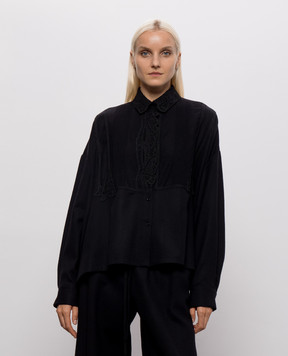 Ermanno Scervino Black wool shirt with lace D492K301RXQQ