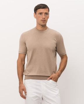 Bertolo Cashmere Beige t-shirt with edging 902204002056