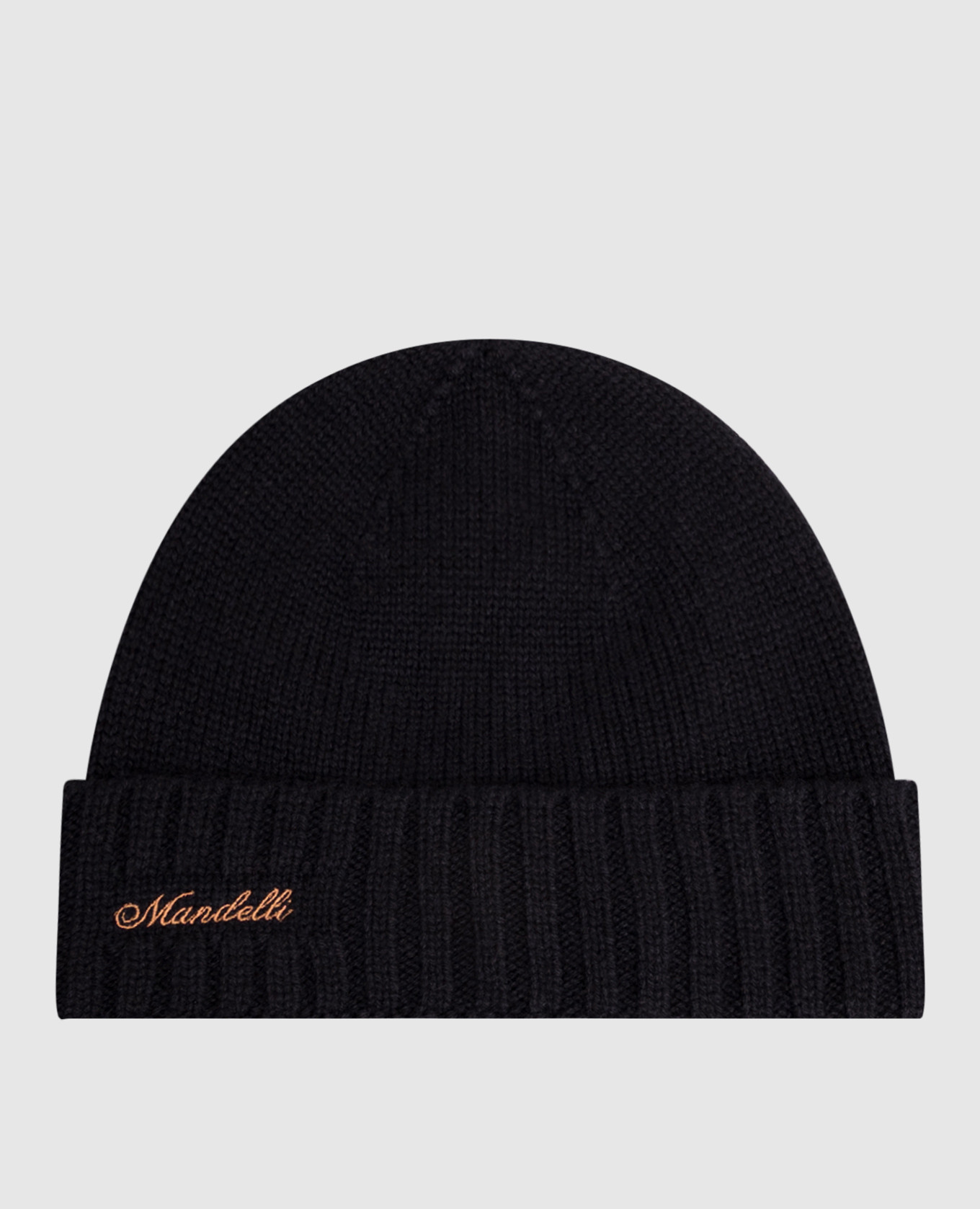 Navy cashmere hat with logo embroidery