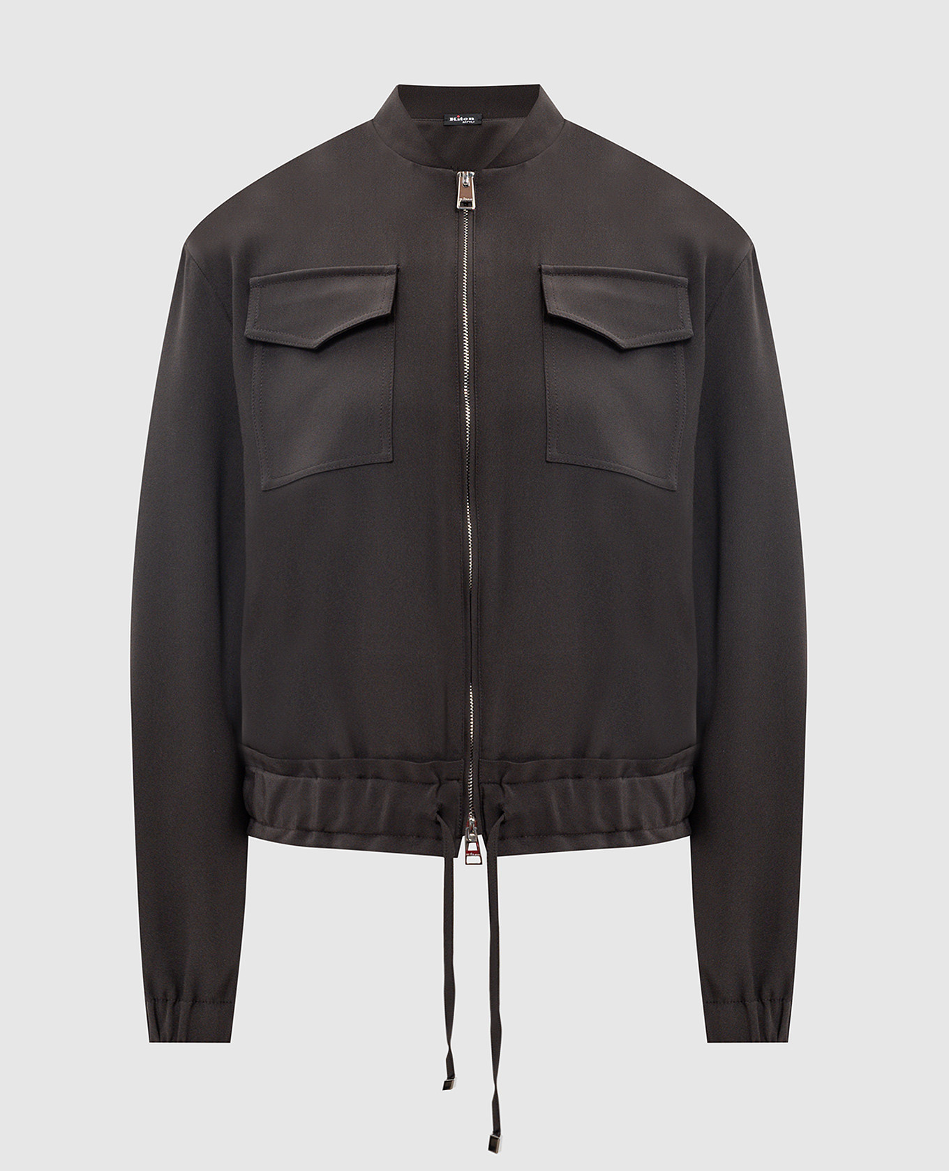 Dark brown silk bomber jacket Kiton