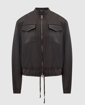 Kiton Dark brown silk bomber jacket D59416K0977A