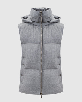 MooRER FUENTE gray down vest made of wool and cashmere FUENTELS9
