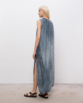 UMA WANG Blue dress with drapery UW5047