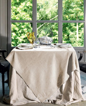 TESSITURA TOSCANA TELERIE Beige linen tablecloth and napkin set TIZIANO NT120025080267