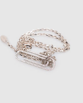 Off-White Silver chain with Paperclip pendant with crystals OWOB146S26MET001