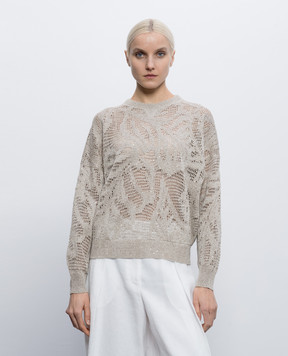 Brunello Cucinelli Beige openwork jumper with sequins MDT771000