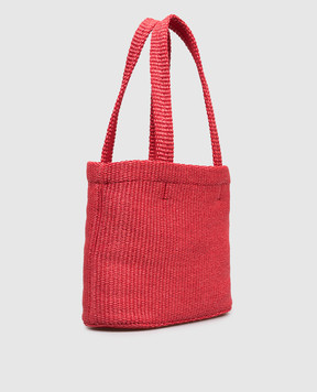 Jimmy Choo Red East-West raffia tote bag BEACHTOTEEWMJYN