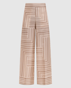 JOSEPH Beige printed silk pants JF009889