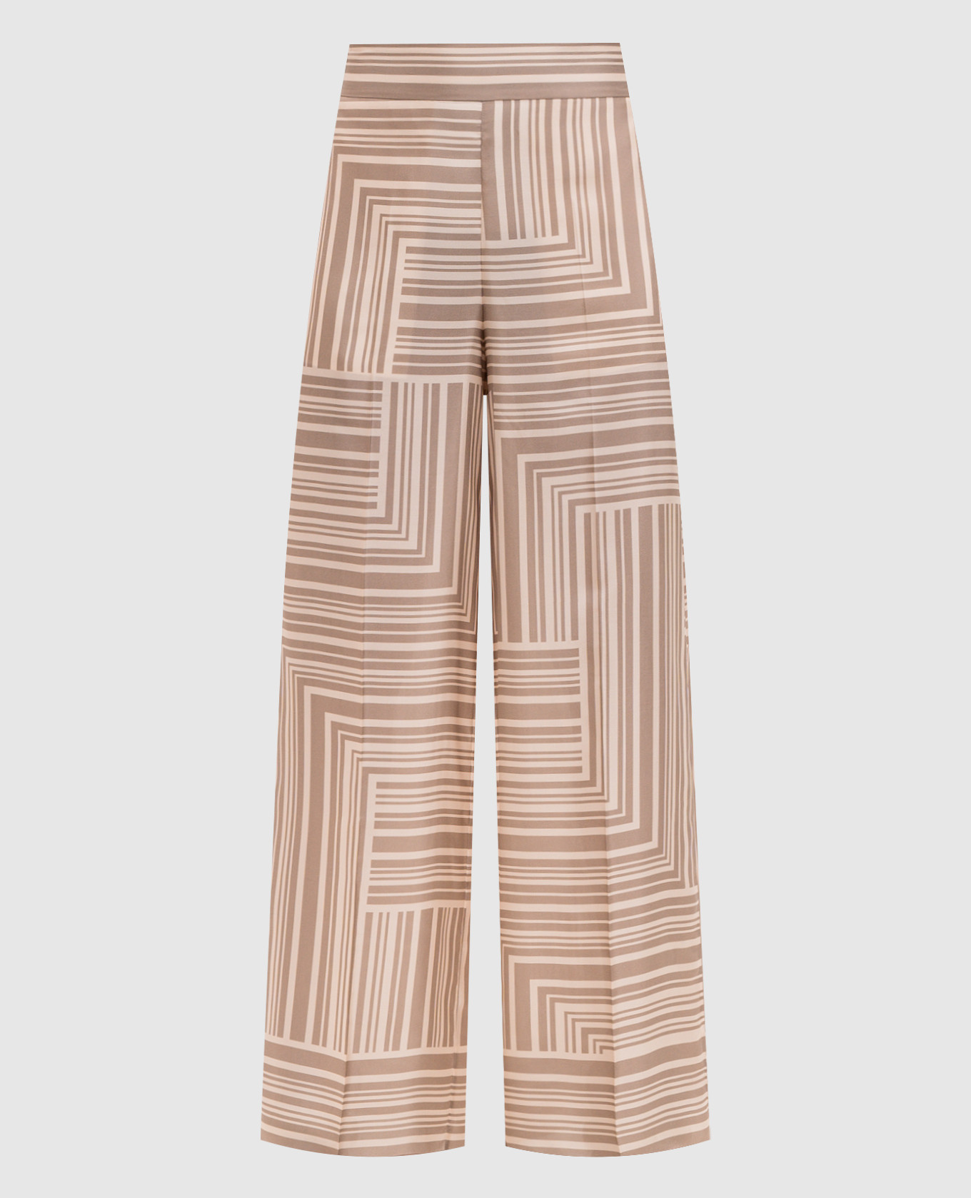 Beige printed silk pants
