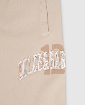 Dolce&Gabbana Children's beige joggers with logo L4JPFEG7PIP812+