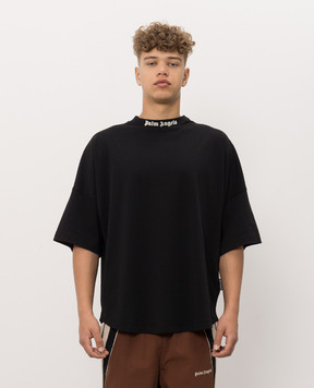 Palm Angels Black T-shirt with logo print PAMAA005JR002