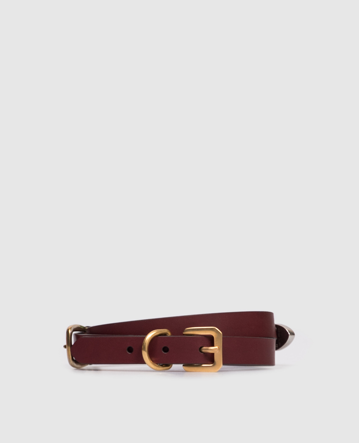 

Burgundy leather belt with three buckles Etro