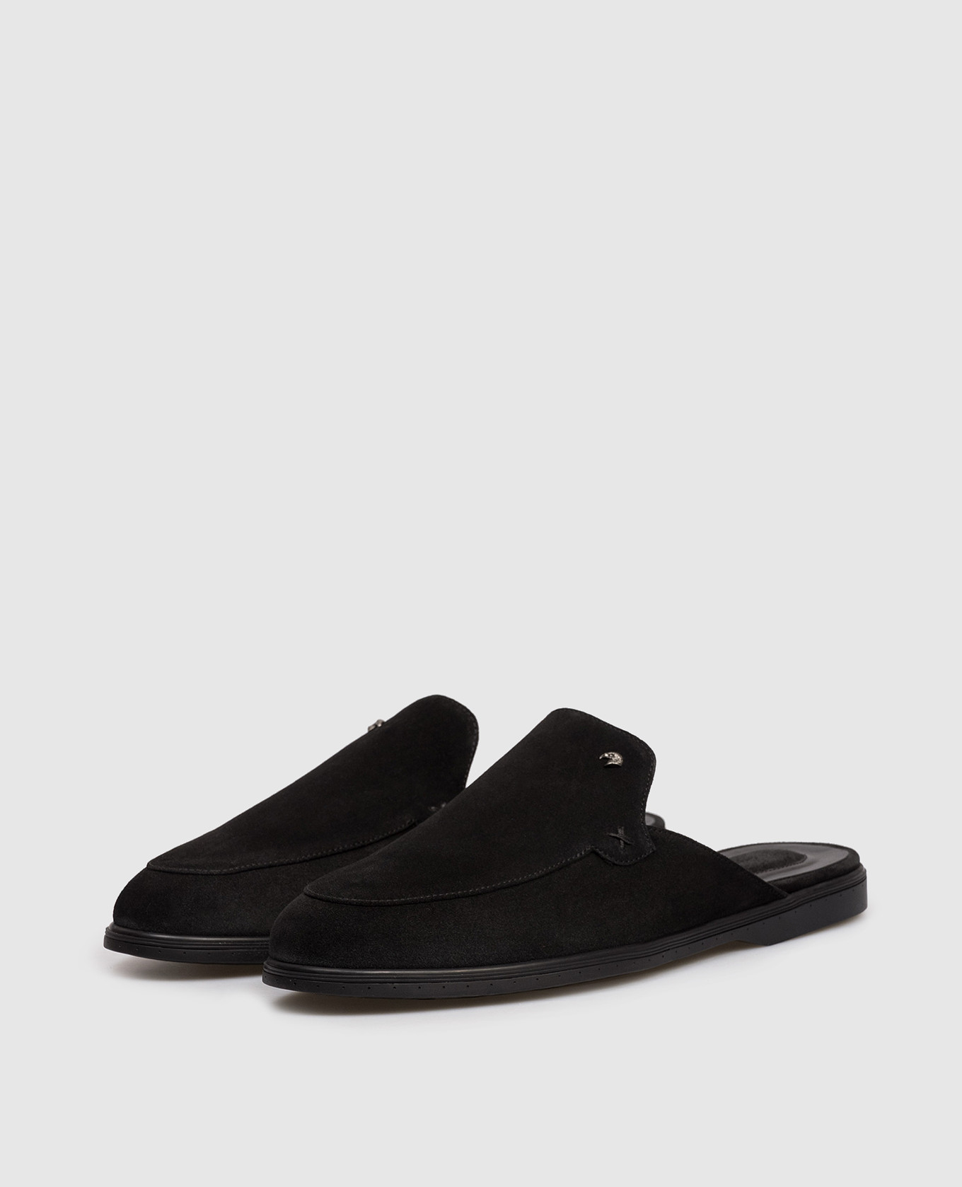 

Black suede mules with emblem Stefano Ricci
