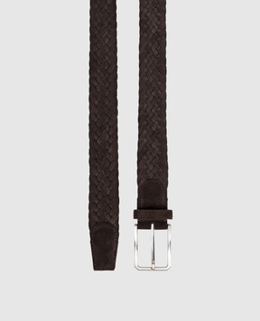 Canali Brown suede braided belt KB0044050C