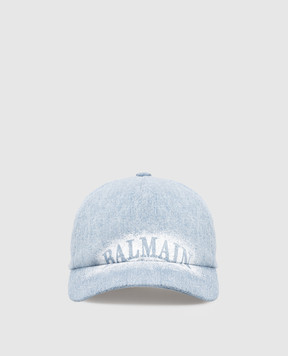 Balmain Blue denim cap with logo GH1XA562DG11