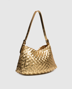 Dragon Gold Leather Woven Hobo Salvage Bag DGS68170
