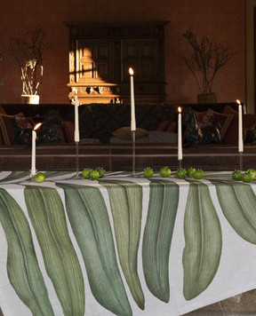 TESSITURA TOSCANA TELERIE Gray linen tablecloth TAMARINDO NT250064080037