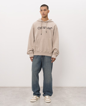 Off-White Beige hoodie with textured logo 44MBB12NF26F004