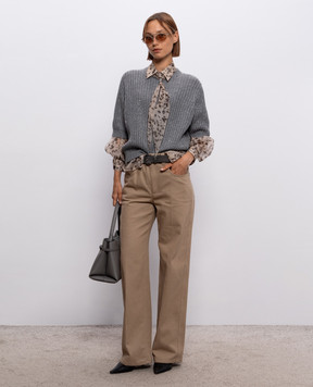 Brunello Cucinelli Beige jeans with a monil chain MP134P4108