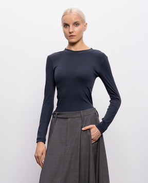 Brunello Cucinelli Blue longsleeve with monil chain MPTC8BJ300