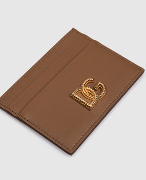 Dolce&Gabbana Brown leather cardholder with metal monogram BI0330AK274