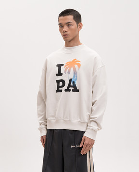 Palm Angels I Love PA Ivory Sweatshirt PMBA08HS26FLE006