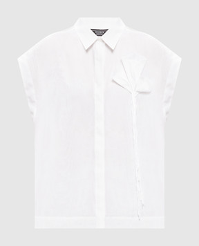 Peserico White silk blouse with applique E0603300Q308372