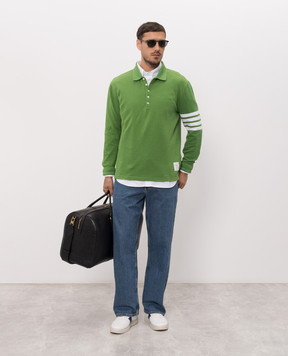 Thom Browne Green polo shirt with logo patch MJP137G07976