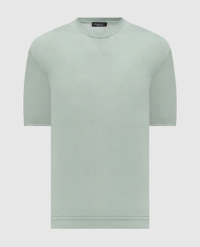 Stefano Ricci Green silk T-shirt with logo embroidery K616215G10F26101